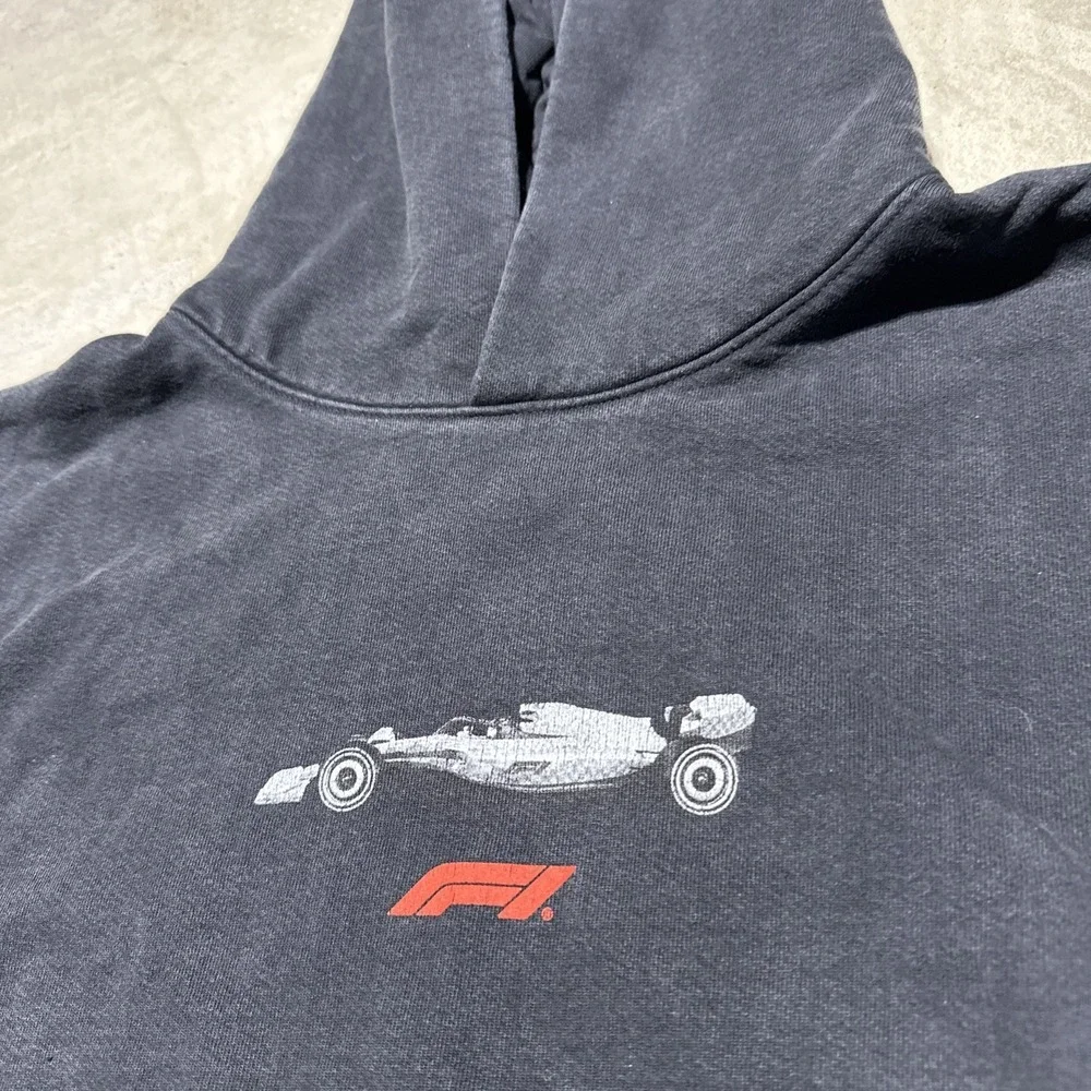 Formula 1 Hoodie Men's SZ L Black Pacsun Pockets Racecar F1 Thick Heavy Racing - Picture 3 of 11